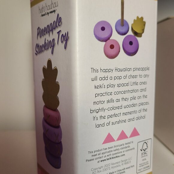 NWT Keiki Kaukau Wood Pineapple Stacking Toy - Picture 3 of 5